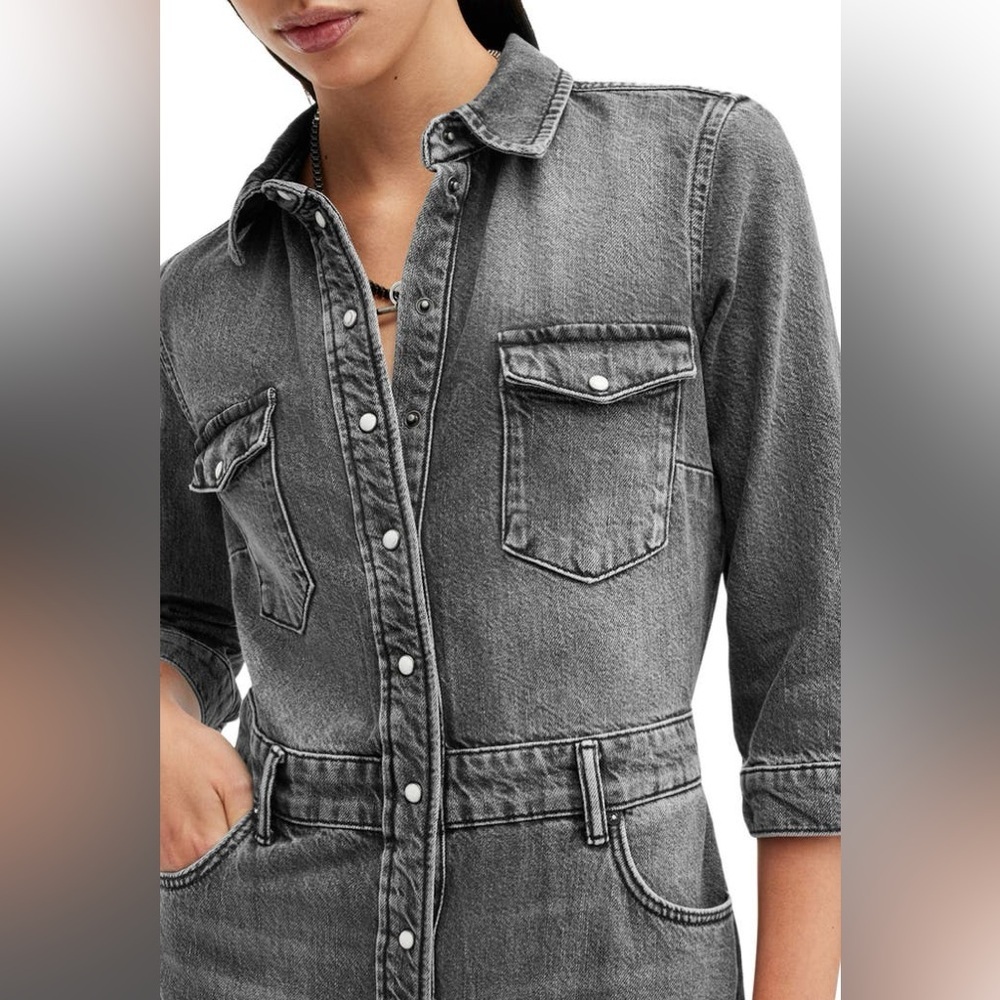 New AllSaints Blair Denim dress Size 0​ - Picture 11 of 14